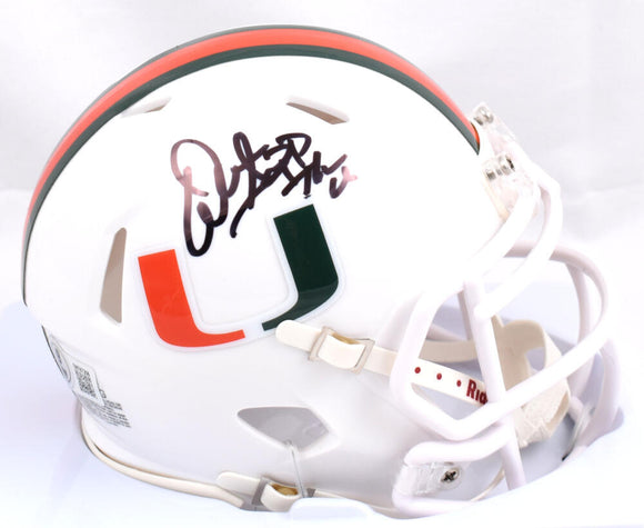 Warren Sapp Autographed Miami Hurricanes Speed Mini Helmet w/The U - Beckett W Hologram *Black Image 1