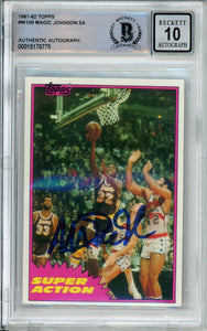 1981-82 Topps Super Action #21 Magic Johnson RC Los Angeles Lakers BAS Autograph 10  Image 1
