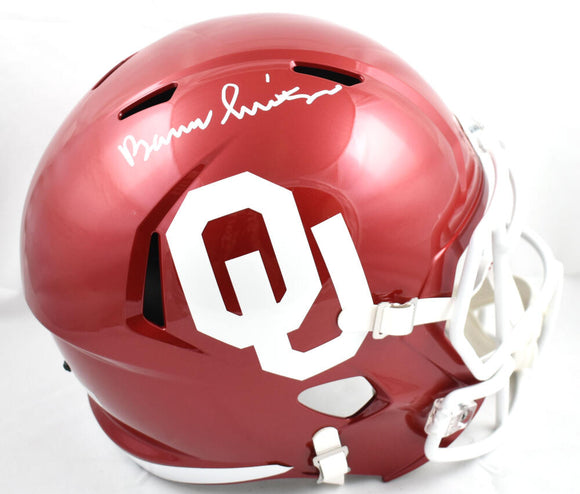 Barry Switzer Autographed Oklahoma Sooners F/S Speed Helmet - Beckett W Hologram *White Image 1