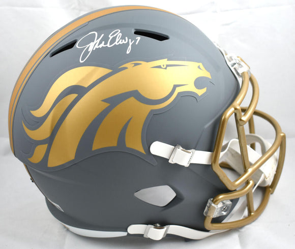 John Elway Autographed Denver Broncos F/S Slate Speed Helmet - Beckett W Hologram *White Image 1