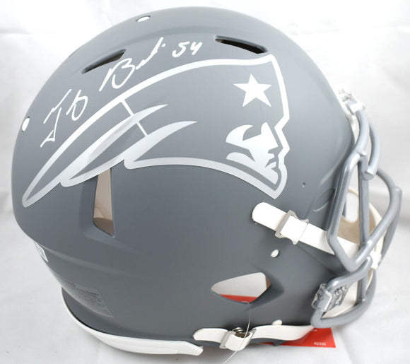 Tedy Bruschi Autographed New England Patriots F/S Slate Speed Authentic Helmet - Beckett W Hologram *White Image 1