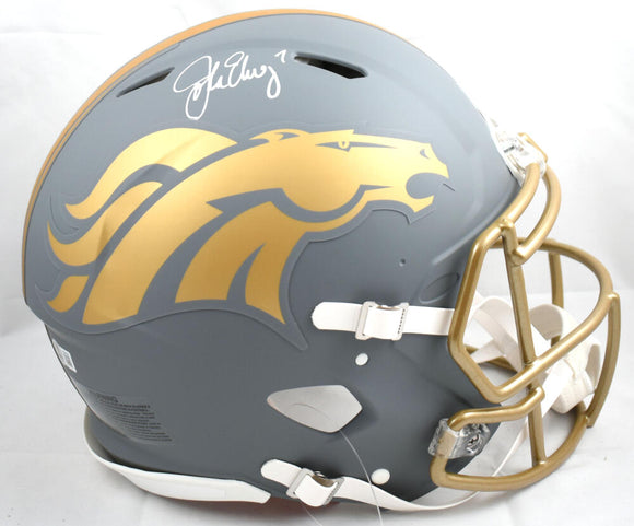 John Elway Autographed Denver Broncos F/S Slate Speed Authentic Helmet-Beckett W Hologram *White Image 1