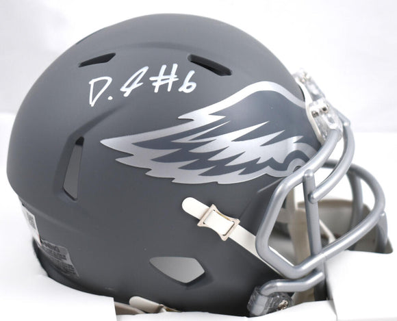 Devonta Smith Autographed Philadelphia Eagles Slate Speed Mini Helmet - Fanatics *White Image 1