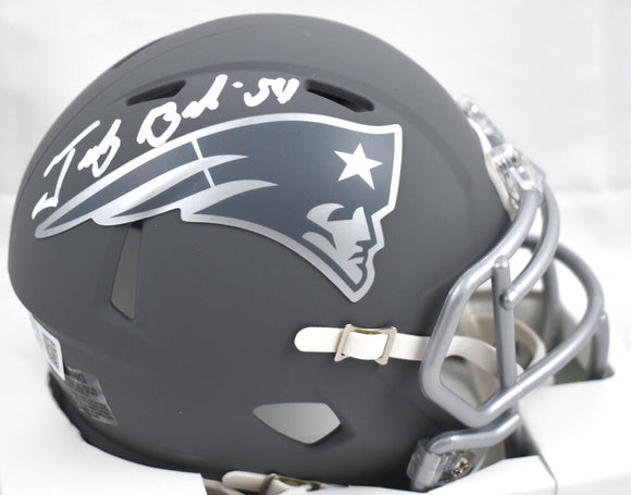 Tedy Bruschi Autographed New England Patriots Slate Speed Mini Helmet-Beckett W Hologram *White Image 1