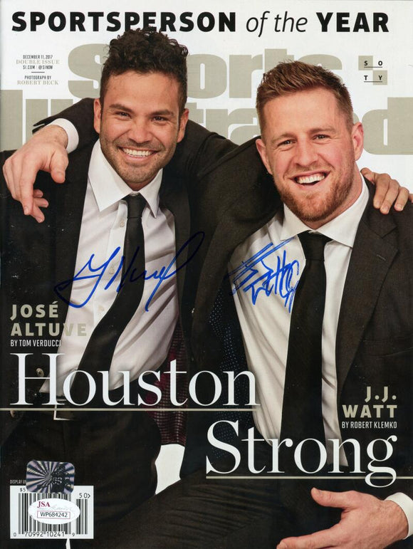 JJ Watt/Jose Altuve Autographed Sports Illustrated 2017 Magazine - JSA W Auth *Blue Image 1