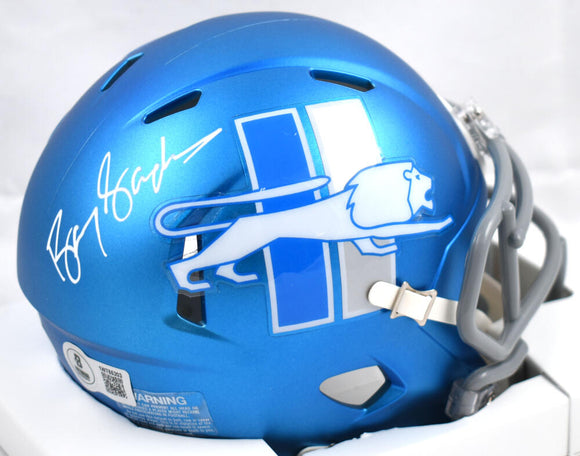 Barry Sanders Autographed Detroit Lions Alternate Speed Mini Helmet-Beckett W Hologram *White Image 1