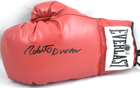 Roberto Duran Autographed Red Everlast Boxing Glove *Left - Beckett W Hologram *Black Image 1