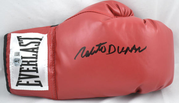 Roberto Duran Autographed Red Everlast Boxing Glove *Right - Beckett W Hologram *Black Image 1