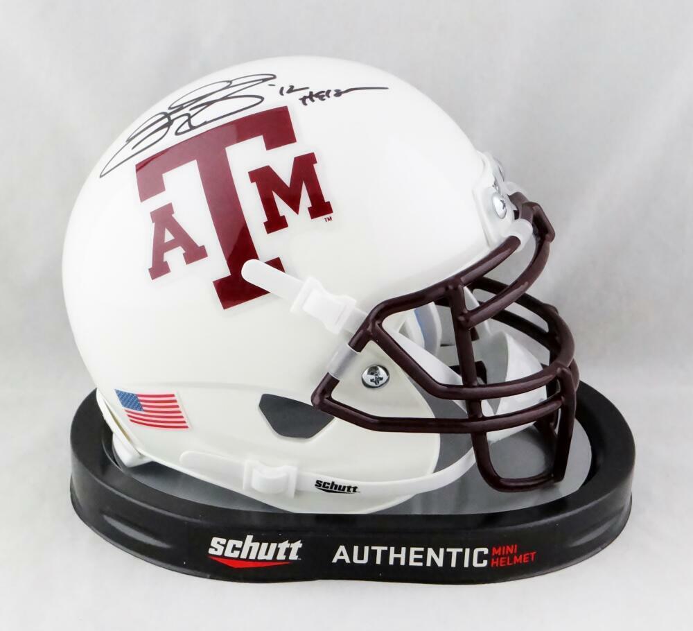 authentic texas a&m football helmet Johnny Manziel Heisman Signed Texas A&M White Schutt Mini Helmet- JSA – The Jersey Source