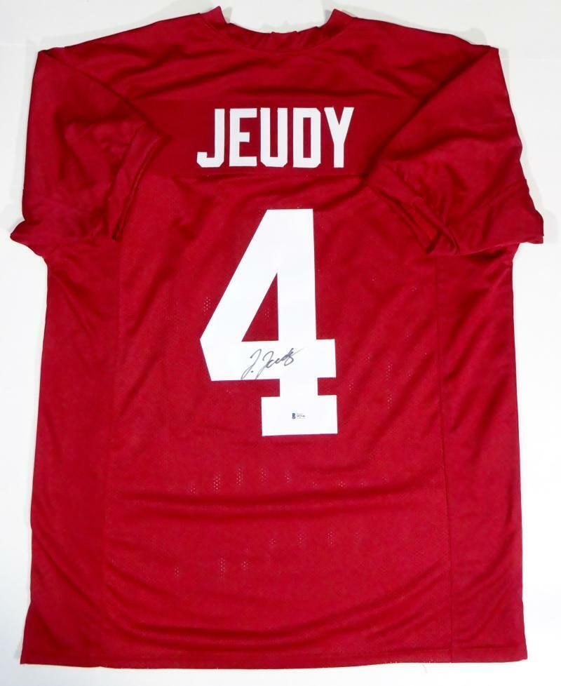 Jerry Jeudy Autographed Red College Style Jersey Beckett W Auth