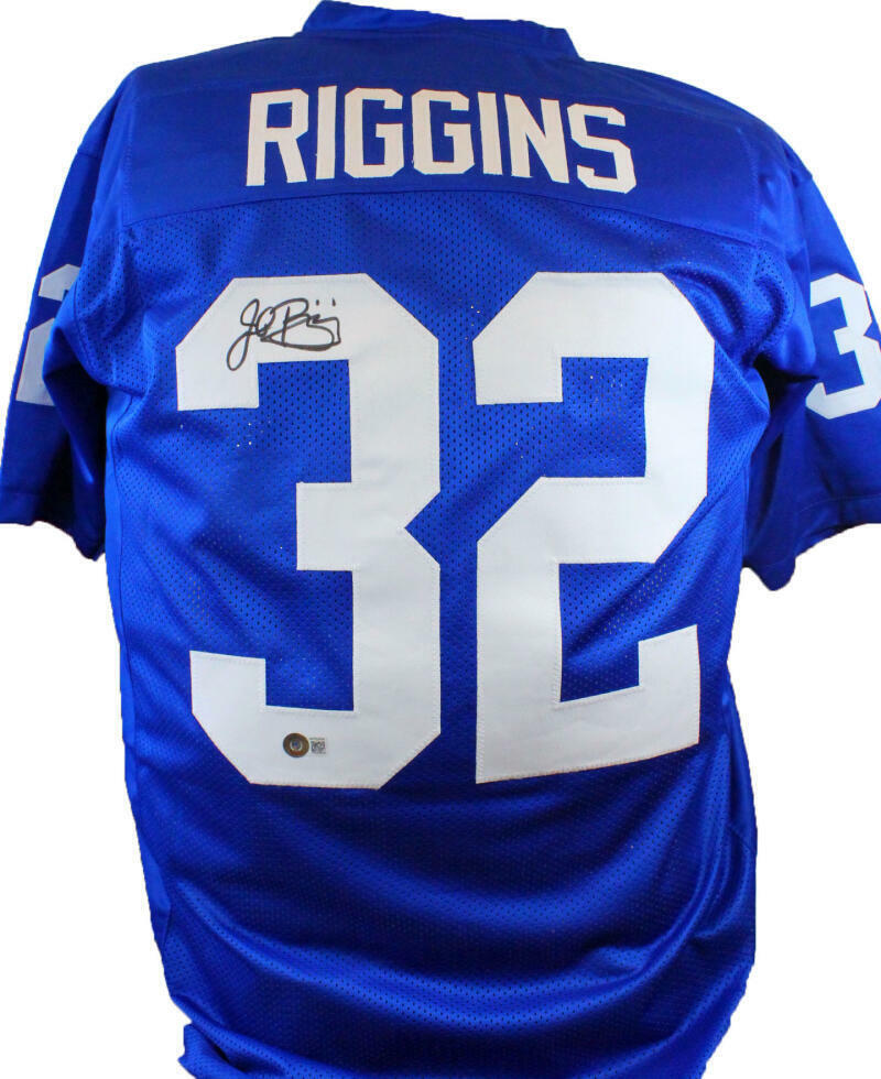 John Riggins Autographed Blue College Style Jersey- Beckett W