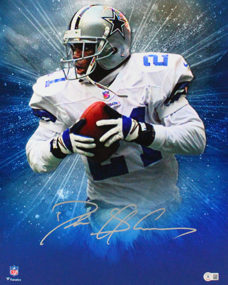ディアヴォ　レオード　直筆サインポスター　ヒヤシンス Deion Sanders Signed Dallas Cowboys Framed 16x20 Stretched Canvas