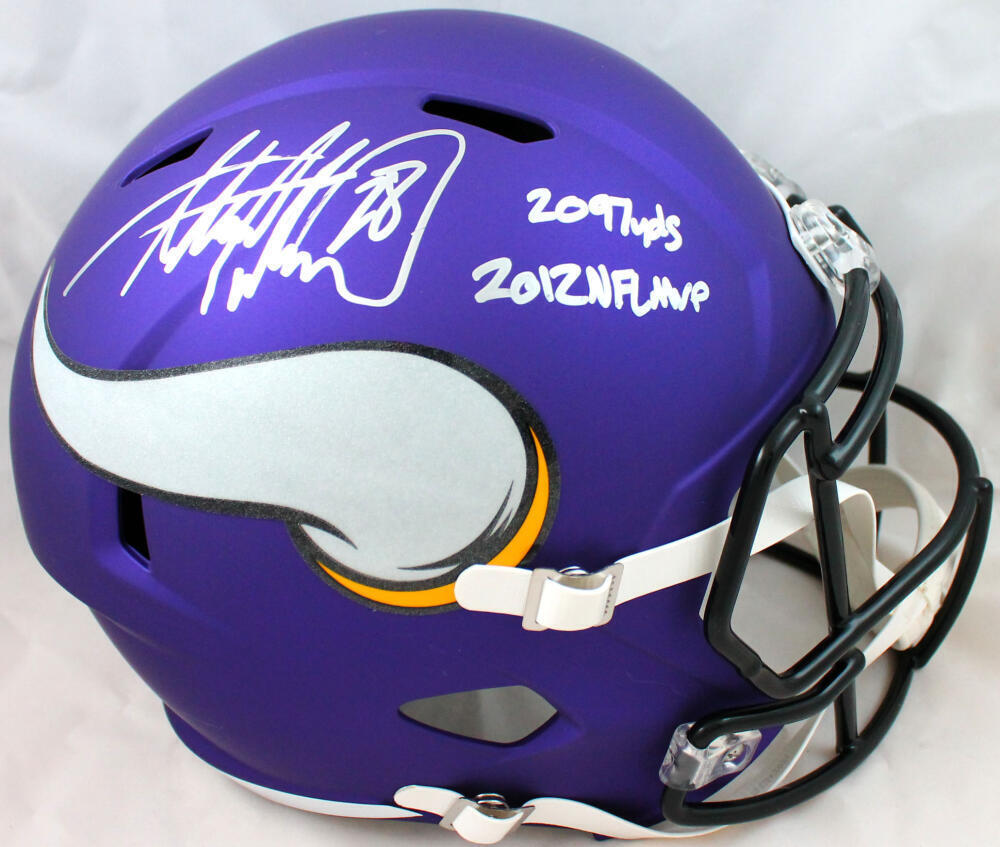 adrian football helmet Adrian Peterson Signed Vikings F/S Speed Helmet w/2 Insc.-Beckett W Ho –  The Jersey Source