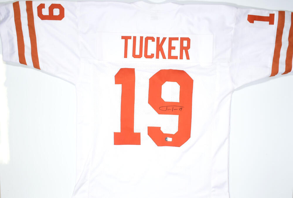 Justin Tucker purchases Autographed Pro Style White Football Jersey (Beckett)