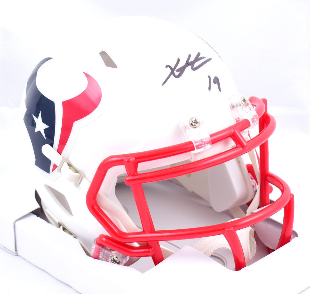 flat red football helmet Xavier Hutchinson Autographed Texans Flat White Speed Mini Helmet-Beck – The Jersey Source