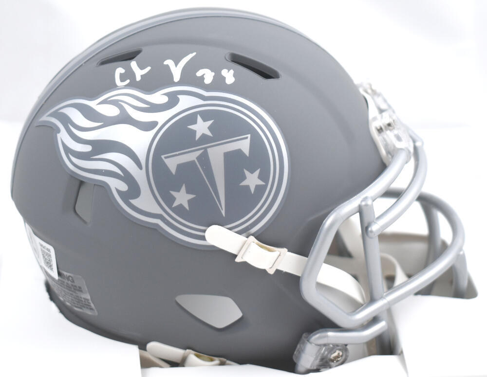 chris football helmet Chris Johnson Signed Tennessee Titans Slate Speed Mini Helmet