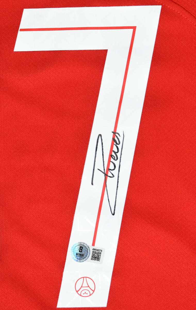 Joao Neves Autographed PSG Red Third Soccer Jersey #87 - Beckett W