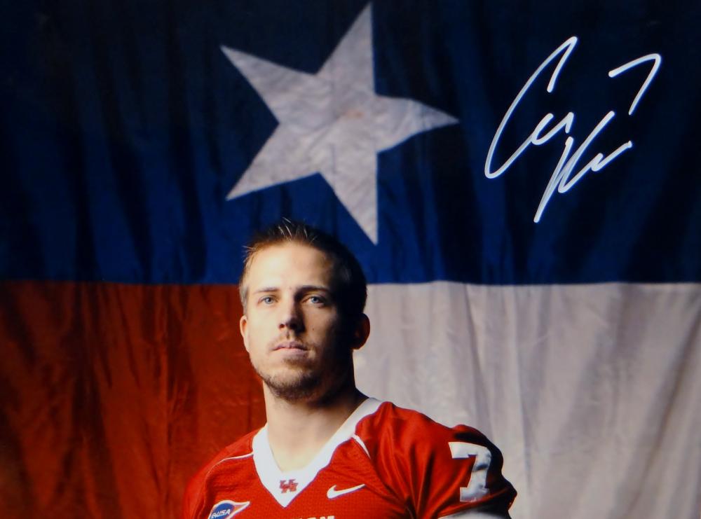 Case Keenum Autographed Houston Cougars 16x20 Flag Photo- JSA W