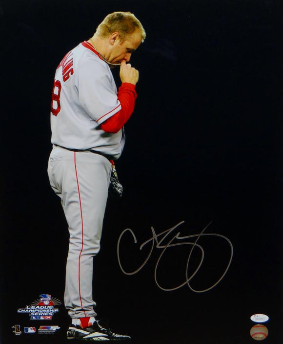 Curt Schilling Signed Boston Red Sox 16x20 Kissing Necklace Photo- JSA W Auth