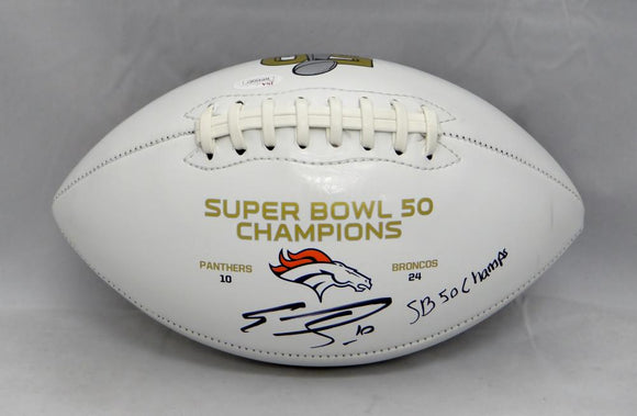 Emmanuel Sanders Autographed Super Bowl 50 Broncos Logo Football- JSA W Auth