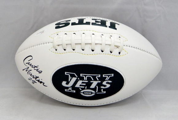 Curtis Martin Autographed New York Jets Logo Football- JSA Witnessed Auth
