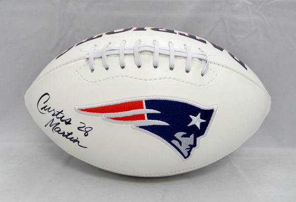 Curtis Martin Autographed New England Patriots Logo Football- JSA Witnessed Auth