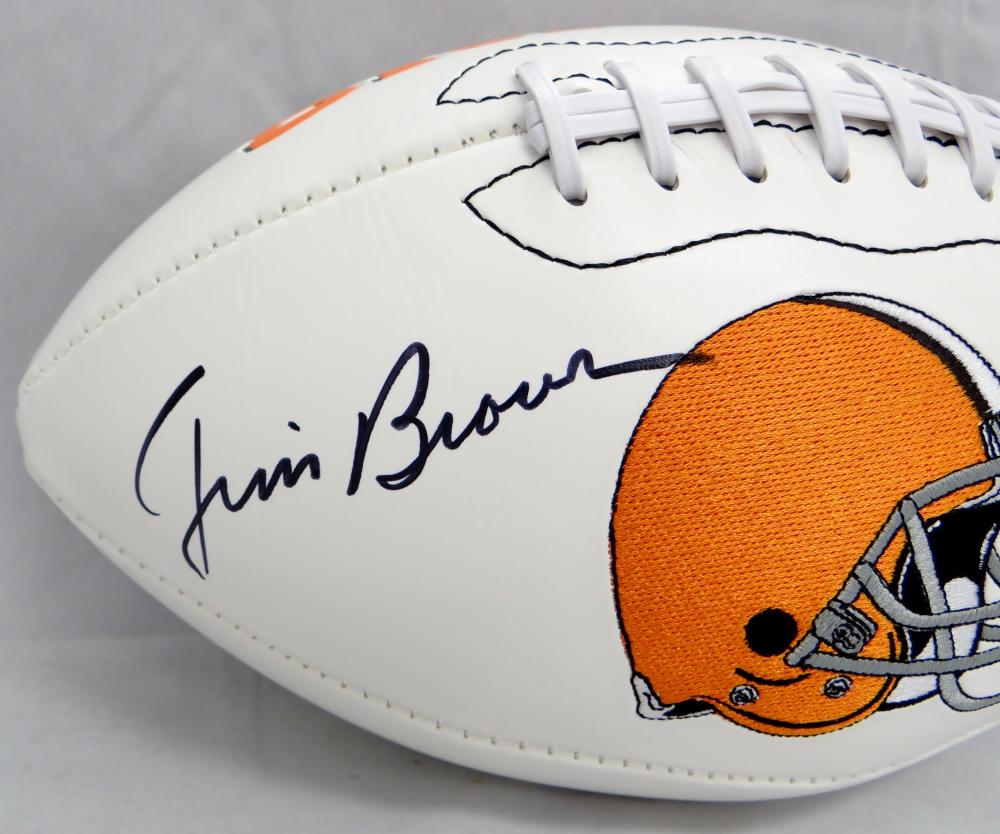 Jim Brown Autographed Cleveland Browns Logo Football- PSA/DNA Authenticated