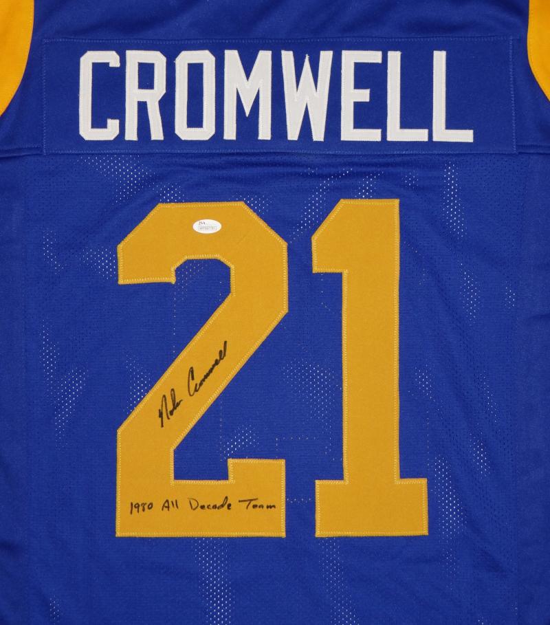 Nolan Cromwell Rams Autographed Football Jersey Blue (JSA)