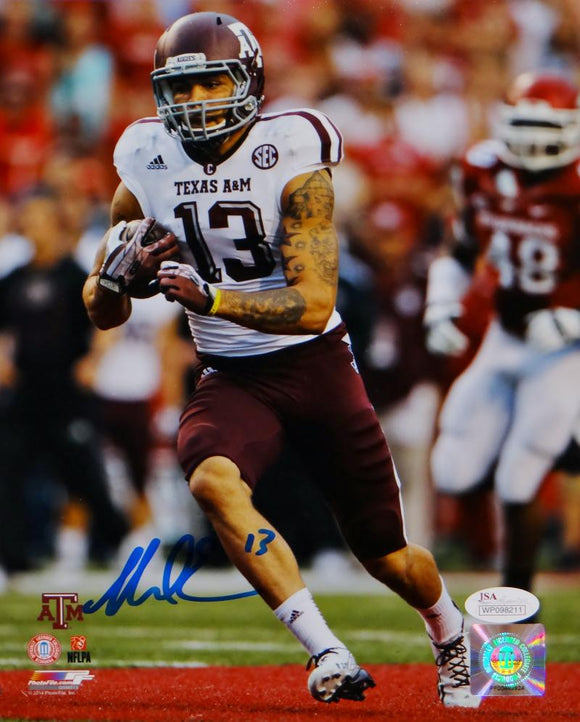 Mike Evans Signed *Blue Texas A&M 8x10 Vertical Running P.F. Photo- JSA W Auth