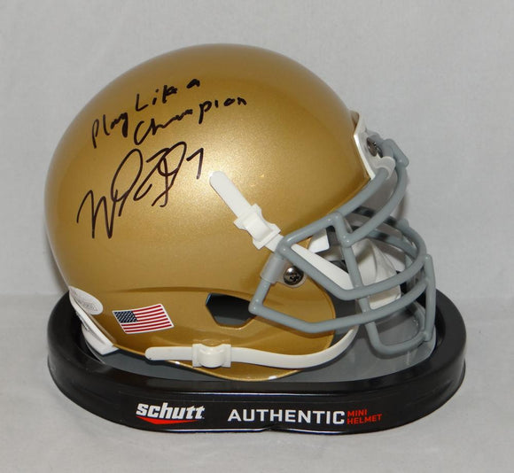 Will Fuller Autographed Notre Dame Mini Helmet W/ Play Like A Champ- JSA W Auth