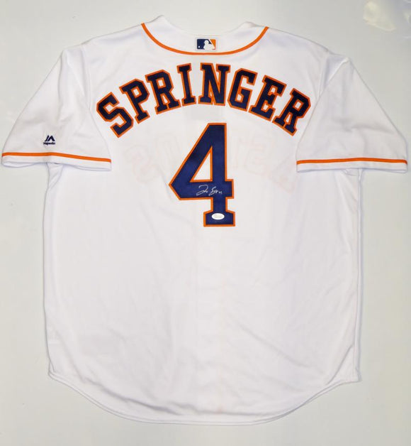 George Springer Autographed Houston Astros White Majestic Jersey- JSA W Auth