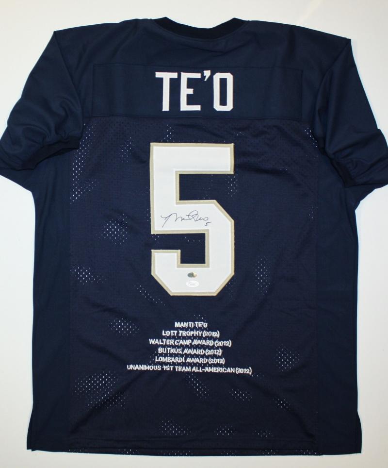 Manti Te'o Signed College-Edition Blue Football Jersey (JSA) — RSA