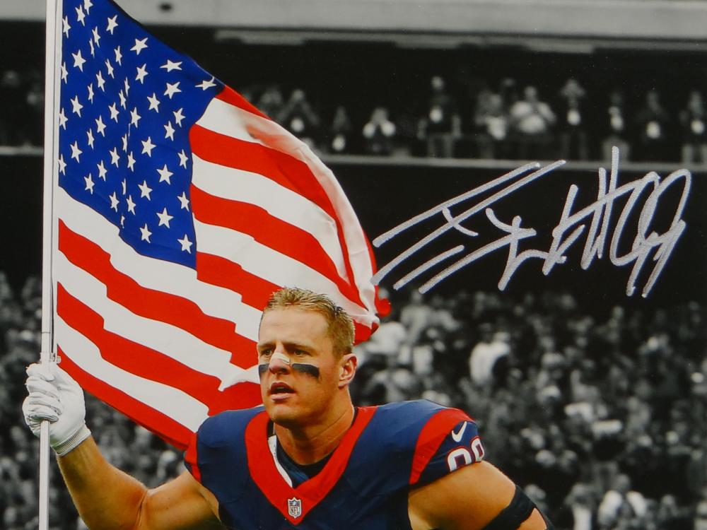 JJ Watt Autographed Houston Texans 8x10 Spotlight Flag PF. Photo- JSA – The  Jersey Source