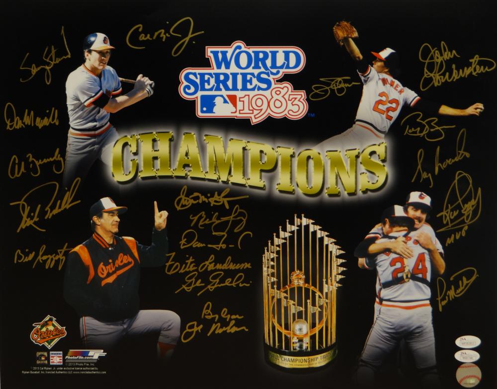 1983 Baltimore Orioles Autographed 16x20 WS Champs Cheering Photo