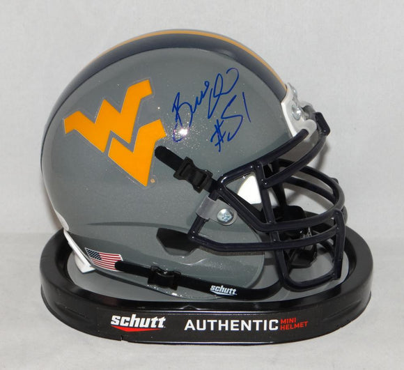 Bruce Irvin Autographed West Virginia Mountaineers Gray Mini Helmet- JSA W Auth
