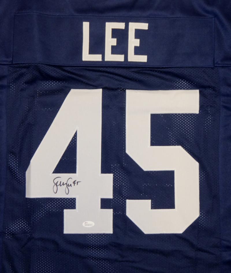 Sean Lee Autographed Navy Blue College Style Jersey- JSA Witnessed Auth