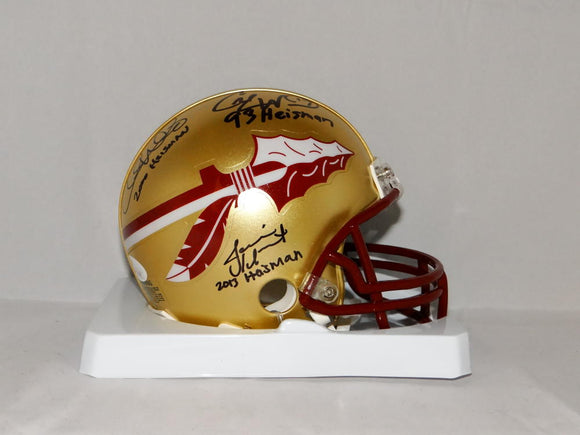 Weinke Ward Winston Autographed Seminoles Mini Helmet W/ Heisman- JSA W Auth