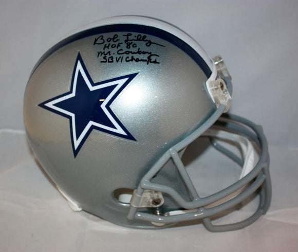 Bob Lilly Autographed Dallas Cowboys F/S Helmet W/ 3 Inscriptions- JSA W Auth