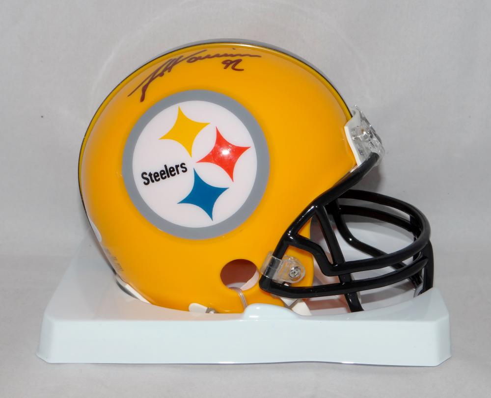 James Harrison Autographed Pittsburgh Steelers Yellow Mini Helmet