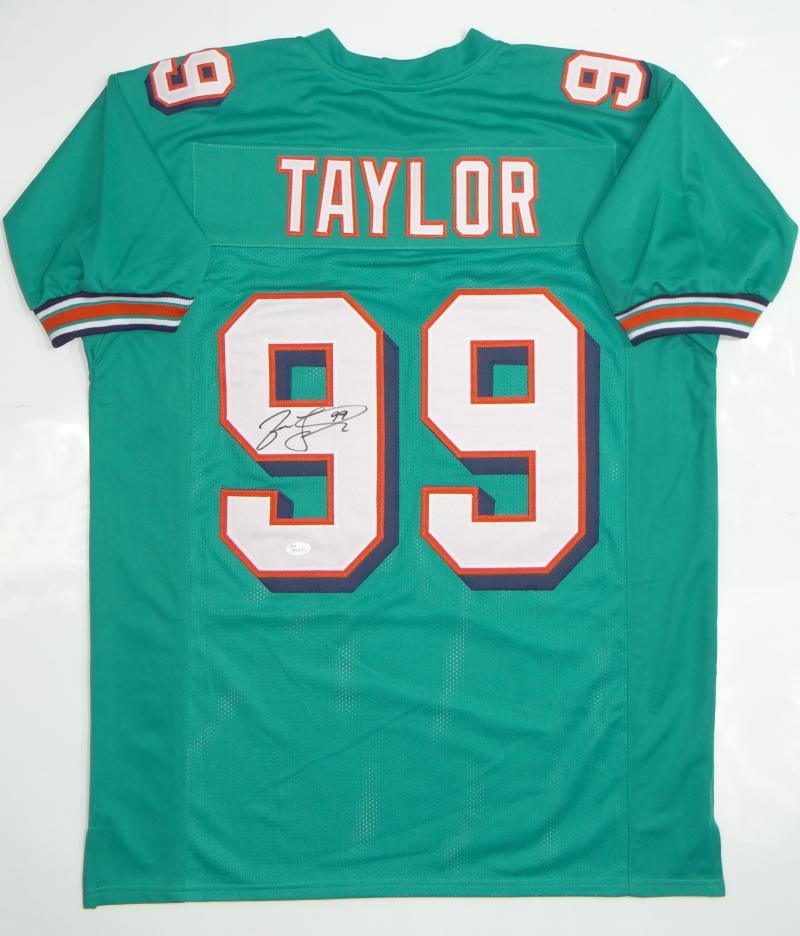 Miami Dolphins Jason Taylor Autographed Pro Style Orange Jersey BAS  Authenticated