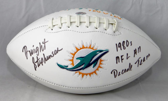 Dwight Stephenson Autographed Miami Dolphins Logo Football w/ Insc- SGC Auth