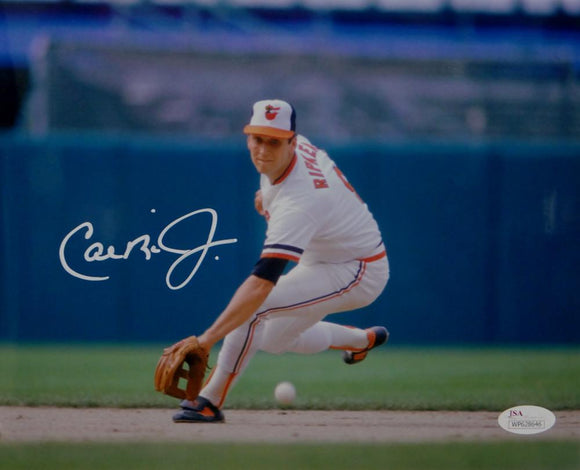 Cal Ripken Jr Autographed Baltimore Orioles 8x10 Fielding Photo- JSA W Auth
