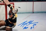 Gerry Cheevers Autographed 8x10 Boston Bruins Goalie Photo w/ HOF- JSA W *Blue