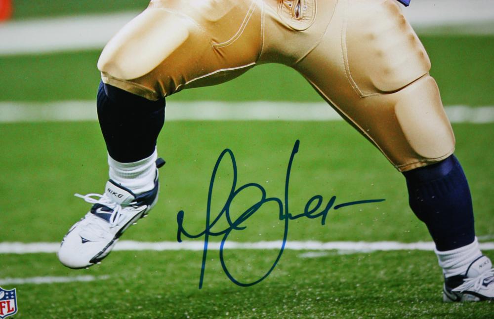 Marshall Faulk Autographed St Louis Rams 16x20 On Field PF Photo