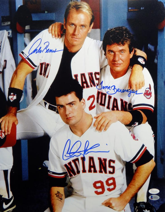 Sheen/Berenger/Bernsen Autographed Major League 16x20 Photo - JSA W/Beckett Auth
