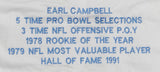 Earl Campbell Autographed White Pro Style Stat-1 Jersey With HOF- JSA W *Black