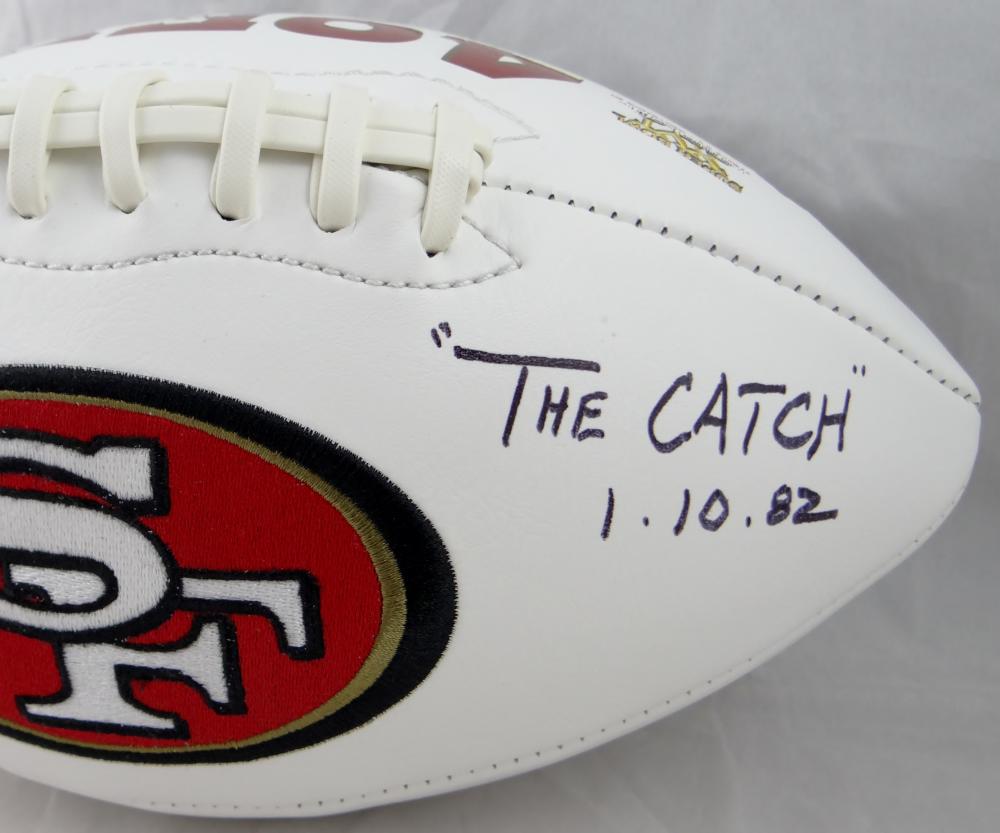 Dwight Clark Autographed 49ers Logo Football With