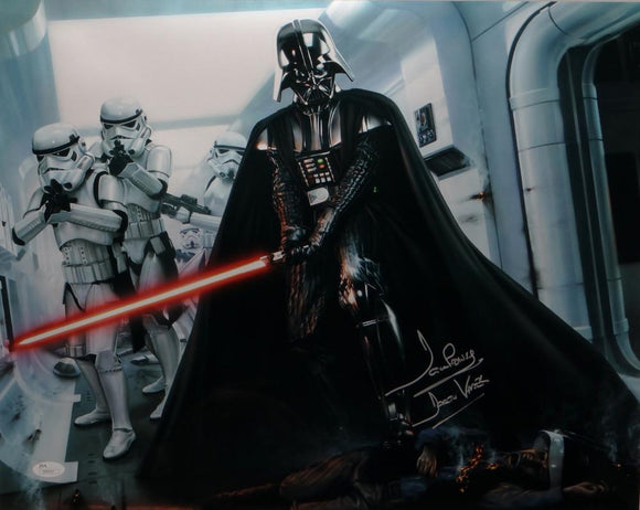 David Prowse Signed Star Wars 16x20 Darth Vader W/ Stormtroopers Photo- JSA Auth *Silver R
