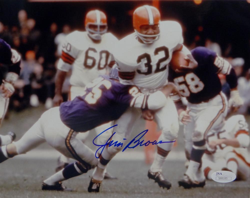 Jim Brown Autographed Cleveland Browns 8x10 Vs Vikings Photo- JSA Auth –  The Jersey Source