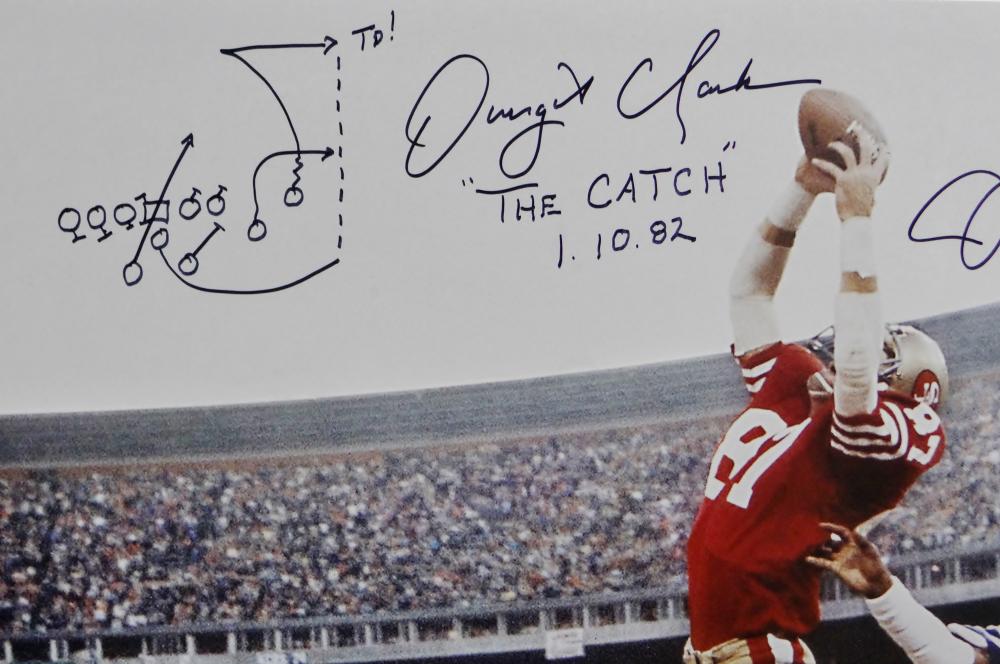 Joe Montana & Dwight Clark Signed 49ers The Catch Jersey (Beckett COA)